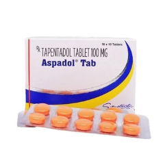 Aspadol 100mg (tapentadol) 10 orange pills in blister packs