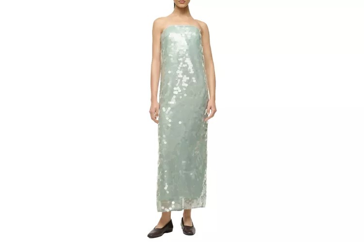 Staud Casey Paillette Strapless Gown