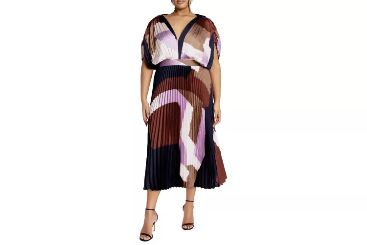 City Chic Henley Pleated Maxi Dress