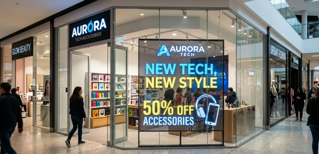 Transparent Led Screen in the accesories shop