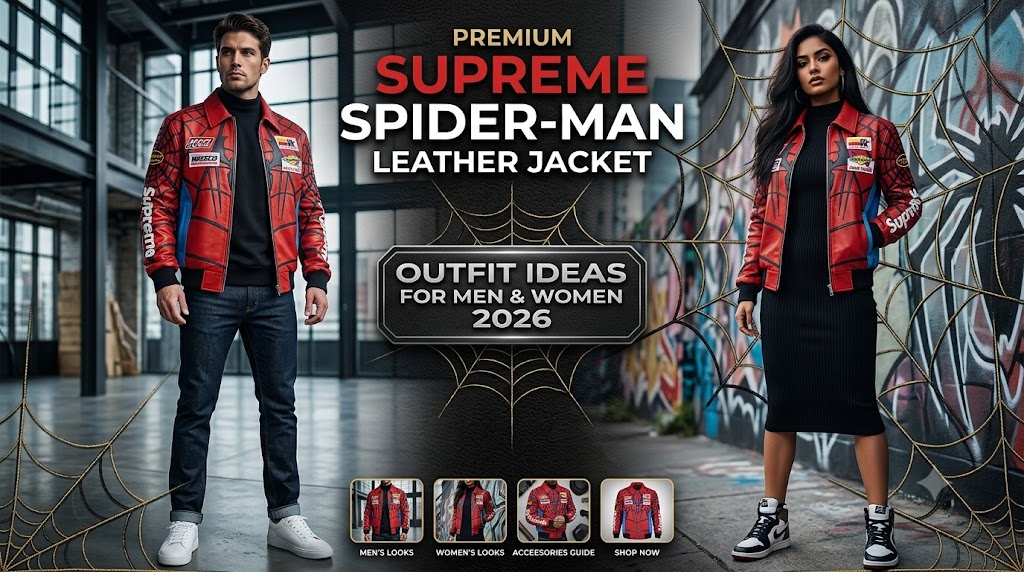 Latest Supreme Spider Man Leather Jacket Outfit Ideas for Men and Women 2026