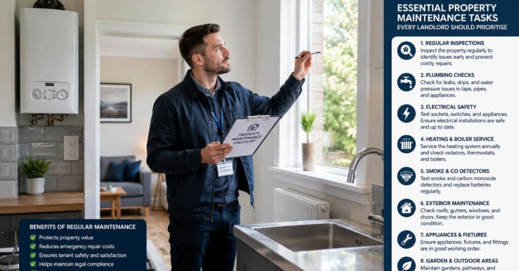 Landlord inspecting a rental property as part of routine property maintenance